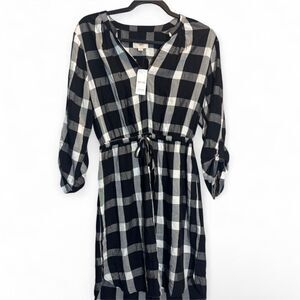 NWT Loft Plaid Dress Black White SP